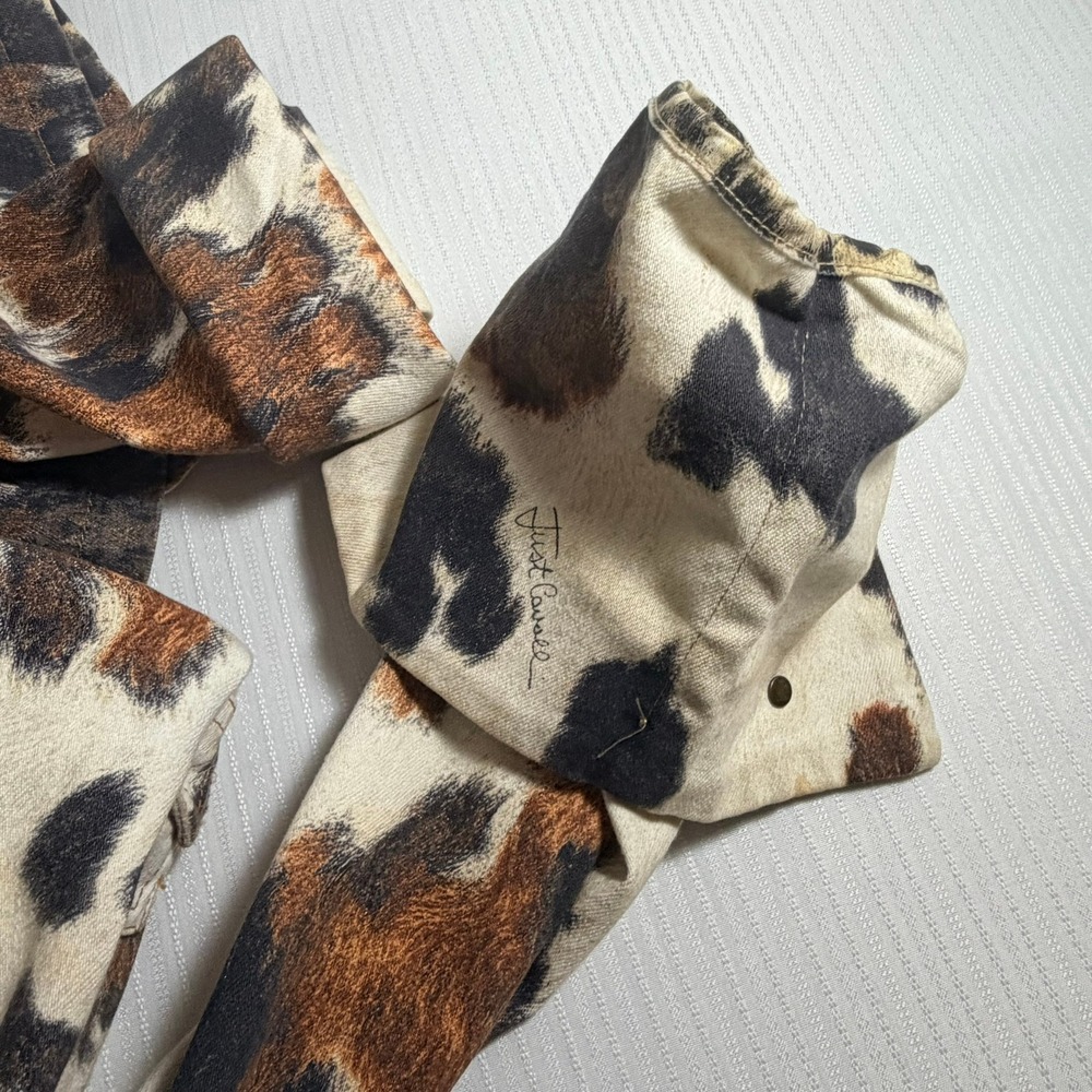 Vintage Just Cavalli Women Blazer M Cowhide Animal Printed Y2K Western Indie - Picture 15 of 16